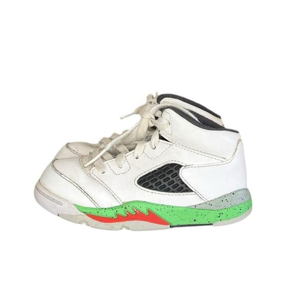 Boys Nike Air Jordan 5 Retro BP 'Pro Stars' Sneakers Size 8C White Green - Picture 1 of 6